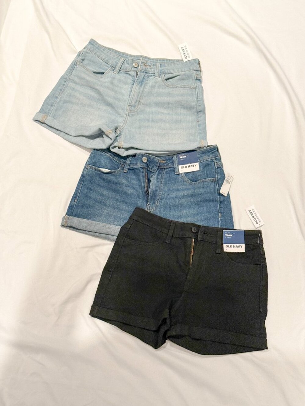 3 Pair NWT Old Navy High-Rise WOW Jean Shorts Size 2 Denim Bundle